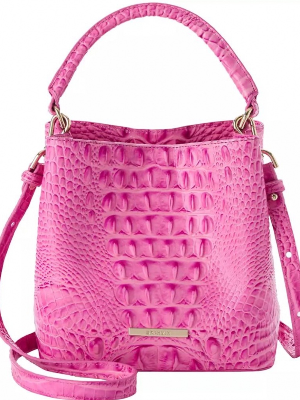 Brahmin Pink Melbourne Mini Amelia Bucket Crossbody